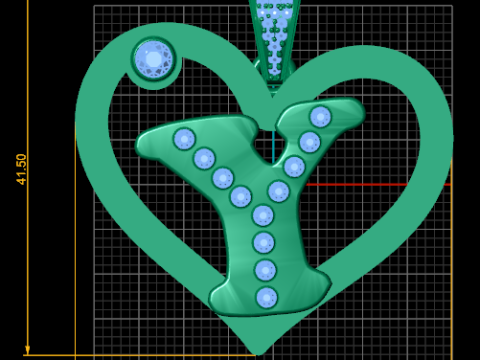 Y HEART GOLD PENDANT 3D Принт Модель