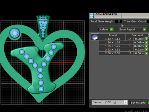Y HEART GOLD PENDANT 3D Принт Модель
