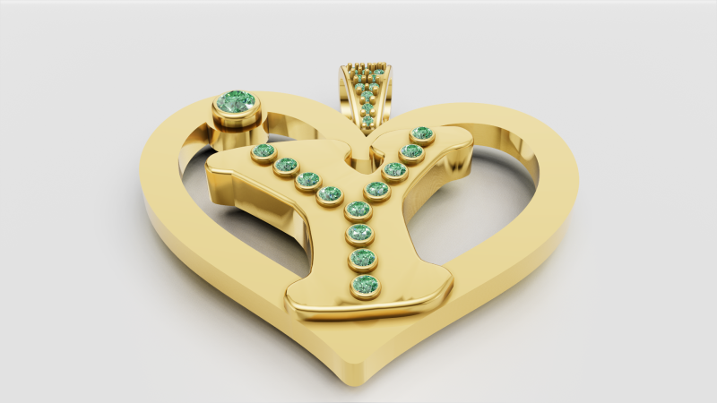 Y HEART GOLD PENDANT 3D Принт Модель .c4d .max .obj .3ds .fbx .stl .blend 