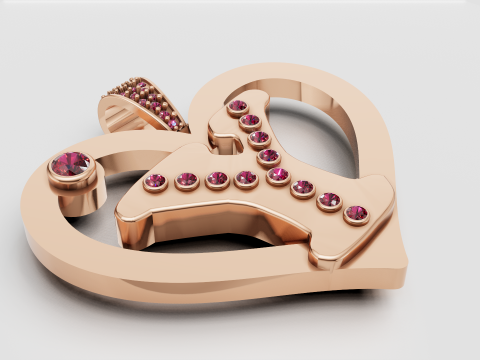 Y HEART GOLD PENDANT 3D Принт Модель