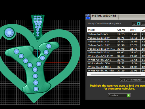 Y HEART GOLD PENDANT 3D Принт Модель