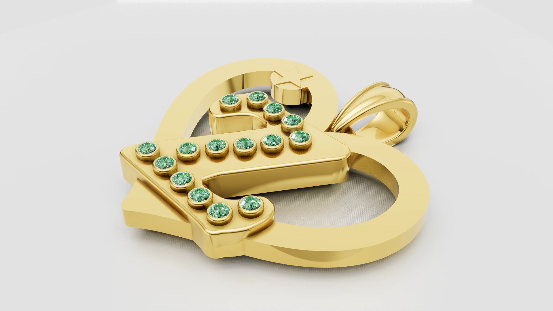 Z HEART GOLD PENDANT 3D Print Model .c4d .max .obj .3ds .fbx .stl .blend 