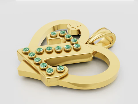 CIONDOLO CUORE Z IN ORO Modello di stampa 3D