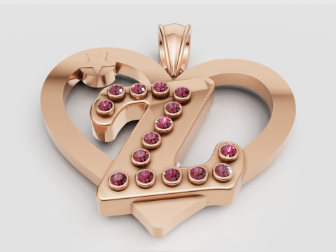 Z HEART GOLD PENDANT 3D 打印模型
