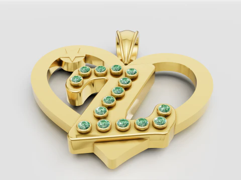 Z HEART GOLD PENDANT 3D Print Model