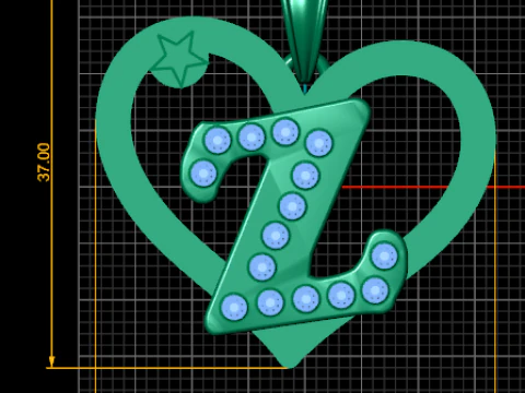 Z HEART GOLD PENDANT 3D Print Model
