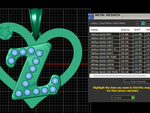Z HEART GOLD PENDANT 3D Print Model