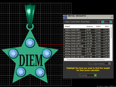 STAR DIEM PENDANT 3D Baskı Modeli