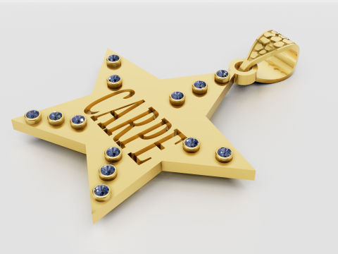 CARPE STAR GOLD PENDANT Model Cetak 3D