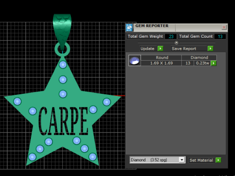 CARPE STAR GOLD PENDANT Model Cetak 3D