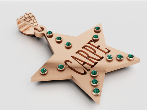 CARPE STAR GOLD PENDANT Model Cetak 3D