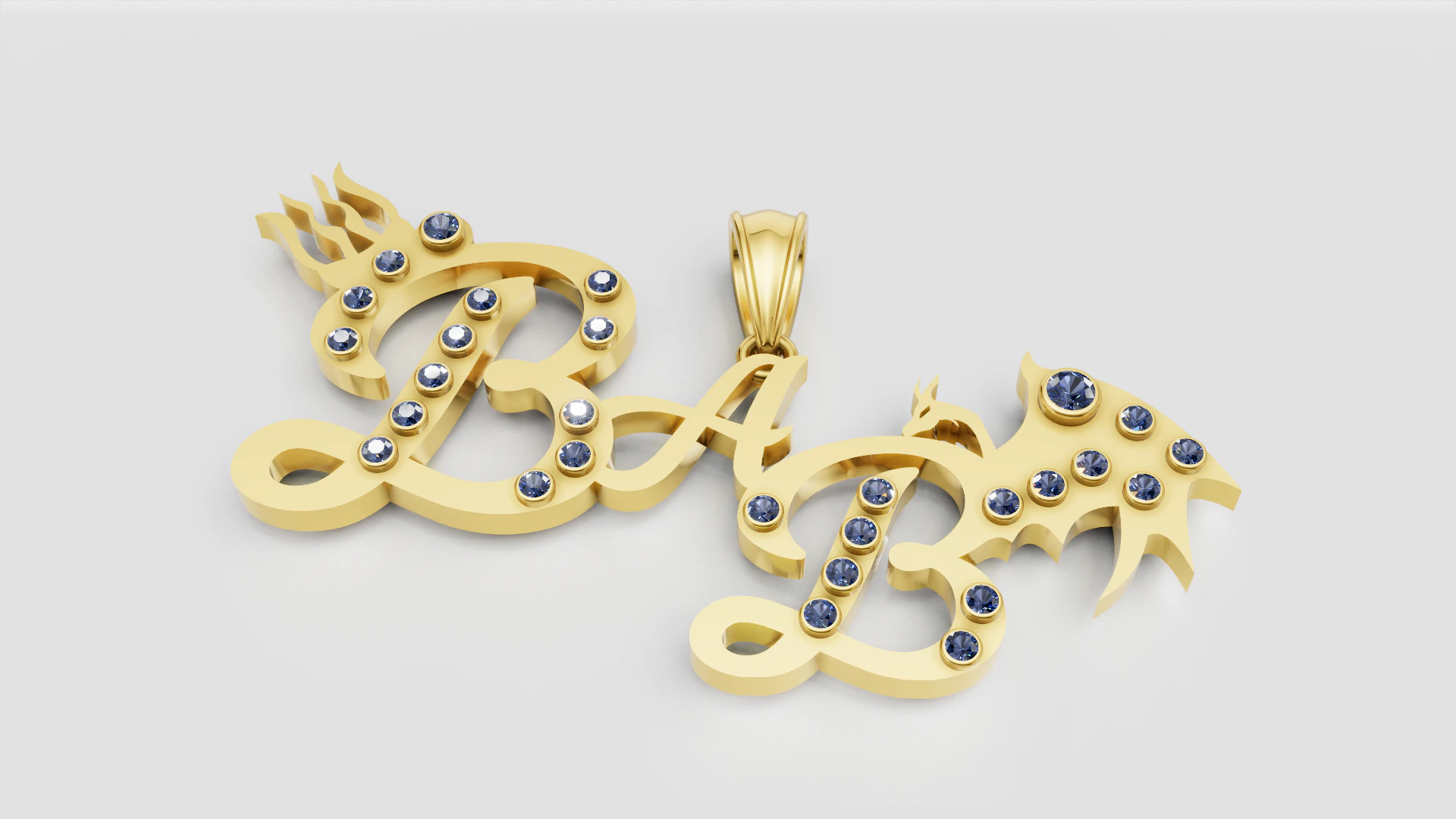 BAB GOLD PENDANT 3D Print Model .c4d .max .obj .3ds .fbx .stl .blend 