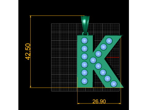 K 3D GOLD PENDANT 3D Print Model