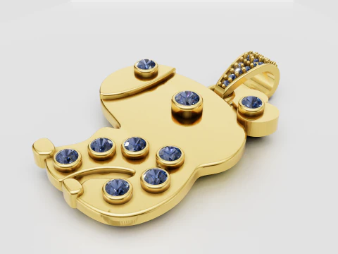 동물 곰 골드 펜던트 3D 프린트 모델