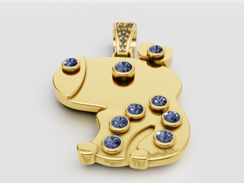 ANIMALS BEAR GOLD PENDANT 3D Print Model