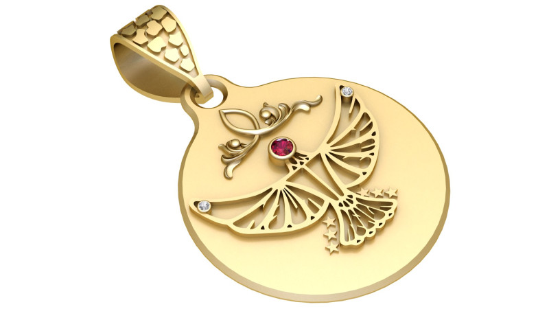 3D Round Eagle Pendant 3D Baskı Modeli .c4d .max .obj .3ds .fbx .stl .blend