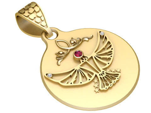 3D 圆形老鹰吊坠 3D 打印模型