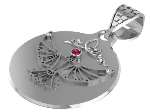 3D Round Eagle Pendant 3D Print Model