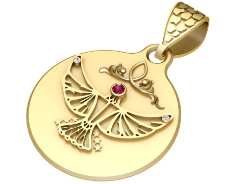 3D Round Eagle Pendant 3D Print Model