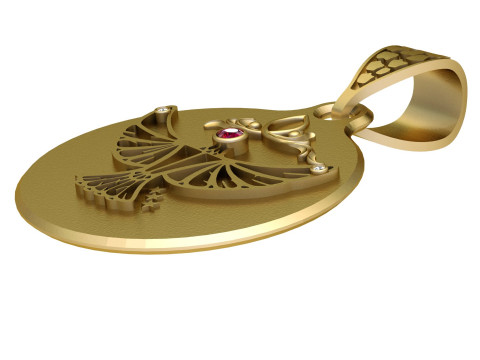 3D Round Eagle Pendant 3D Baskı Modeli