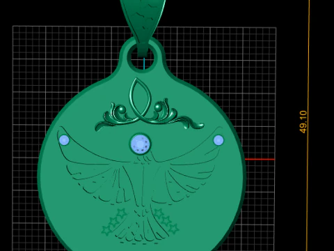 3D Round Eagle Pendant 3D Print Model