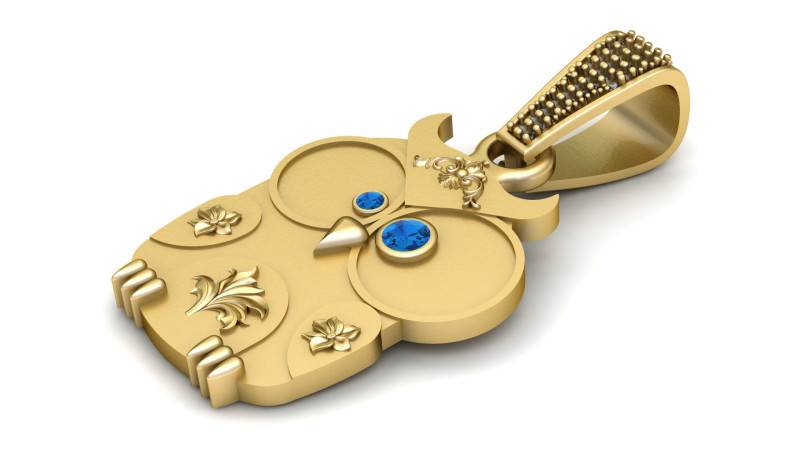 GOLD OWOOL PENDANT 3Dプリントモデル .c4d .max .obj .3ds .fbx .stl .blend 
