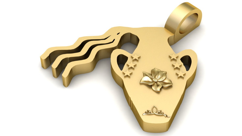 FLOWER STAND 3D GOLD PENDANT Modello di stampa 3D .c4d .max .obj .3ds .fbx .stl .blend 