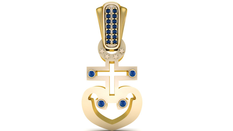 HEART GOLD FACES PENDANT 3D printmodel .c4d .max .obj .3ds .fbx .stl .blend