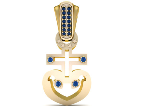 HEART GOLD FACES PENDANT Modèles 3D en vedette