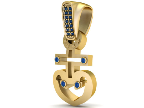 HEART GOLD FACES PENDANT 3D printmodel