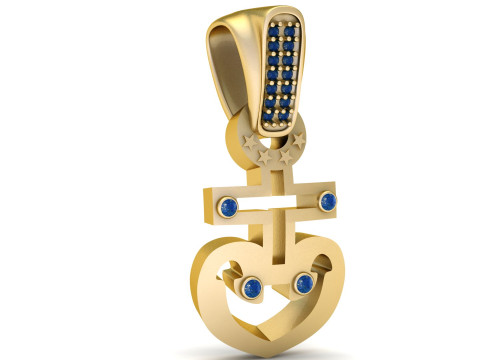 HEART GOLD FACES PENDANT 3D printmodel