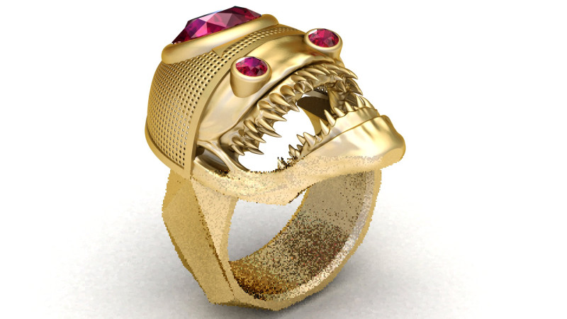 GOLD RING FACES PENDANT 3D Print Model .c4d .max .obj .3ds .fbx .stl .blend