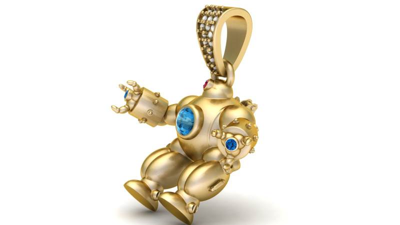 ROBOT GOLD PENDANT Modello di stampa 3D .c4d .max .obj .3ds .fbx .stl .blend