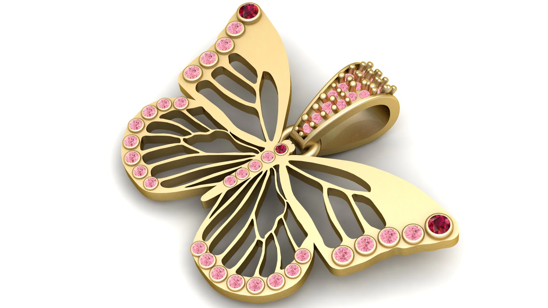 BUTTER FLY GOLD PENDANT 3D Print Model .c4d .max .obj .3ds .fbx .stl .blend