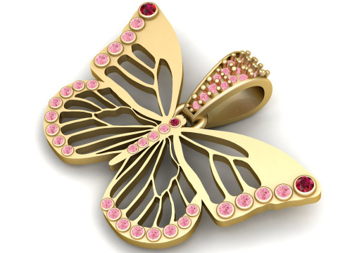 BUTTER FLY GOLD PENDANT 3D Print Model