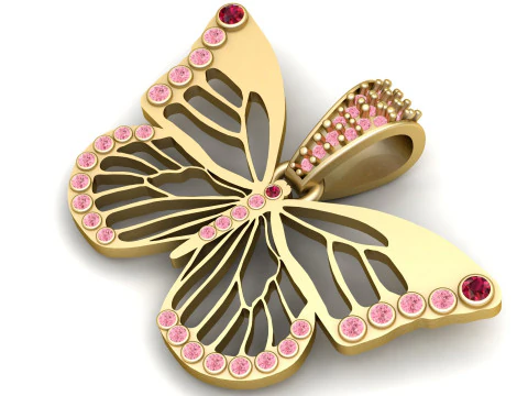 PINGENTE BORBOLETA OURO Modelo de Impressão 3D