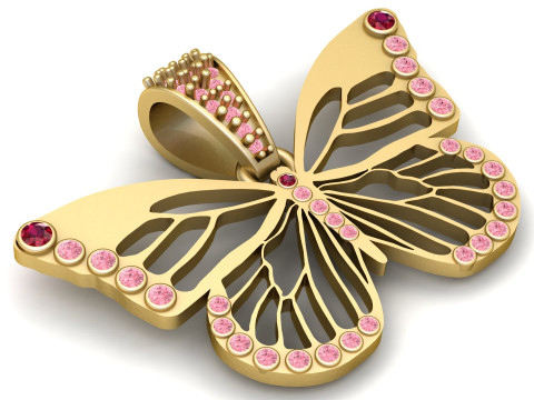 BUTTER FLY GOLD PENDANT Model Cetak 3D