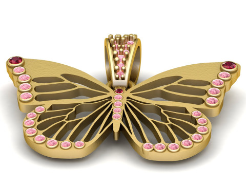 BUTTER FLY GOLD PENDANT Model Cetak 3D