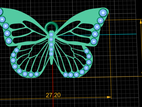 BUTTER FLY GOLD PENDANT Model Cetak 3D