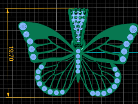 BUTTER FLY GOLD PENDANT Model Cetak 3D