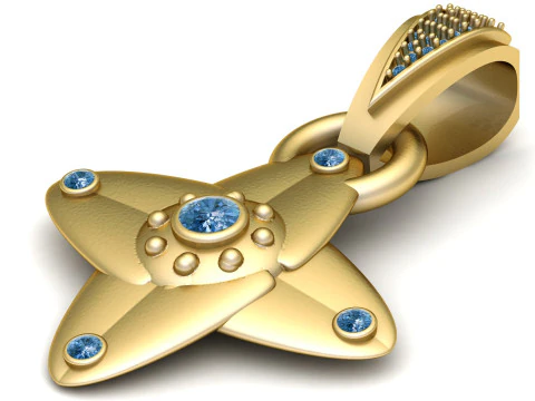 CROSS LEAVES PENDANT 3D Print Model