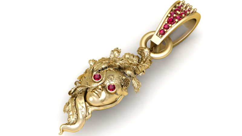 LADES FACES GOLD PENDANT Modèles 3D en vedette .c4d .max .obj .3ds .fbx .stl .blend 