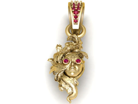 LADES FACES GOLD PENDANT 3D Print Model