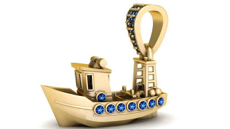 SHIP GOLD PENDANT 3D प्रिंट मॉडल .c4d .max .obj .3ds .fbx .stl .blend