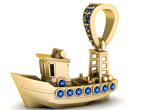 SHIP GOLD PENDANT 3D Print Model