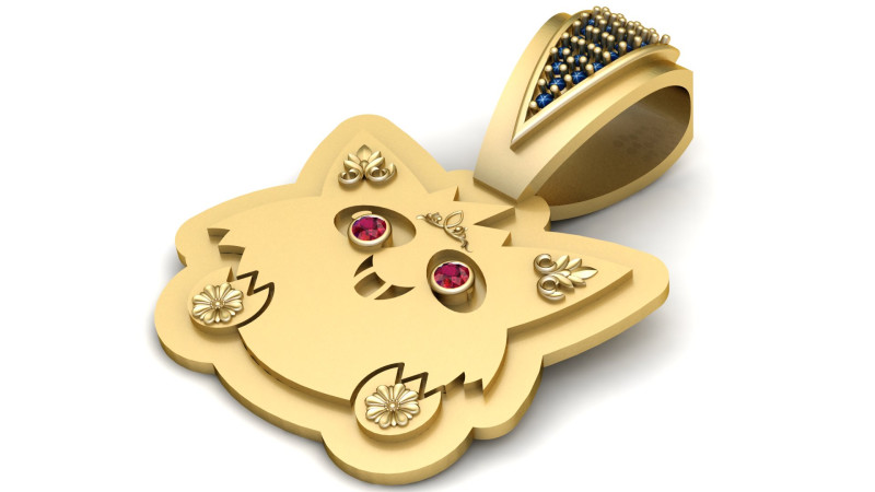 Cat PENDANT 3D Druckmodell .c4d .max .obj .3ds .fbx .stl .blend 