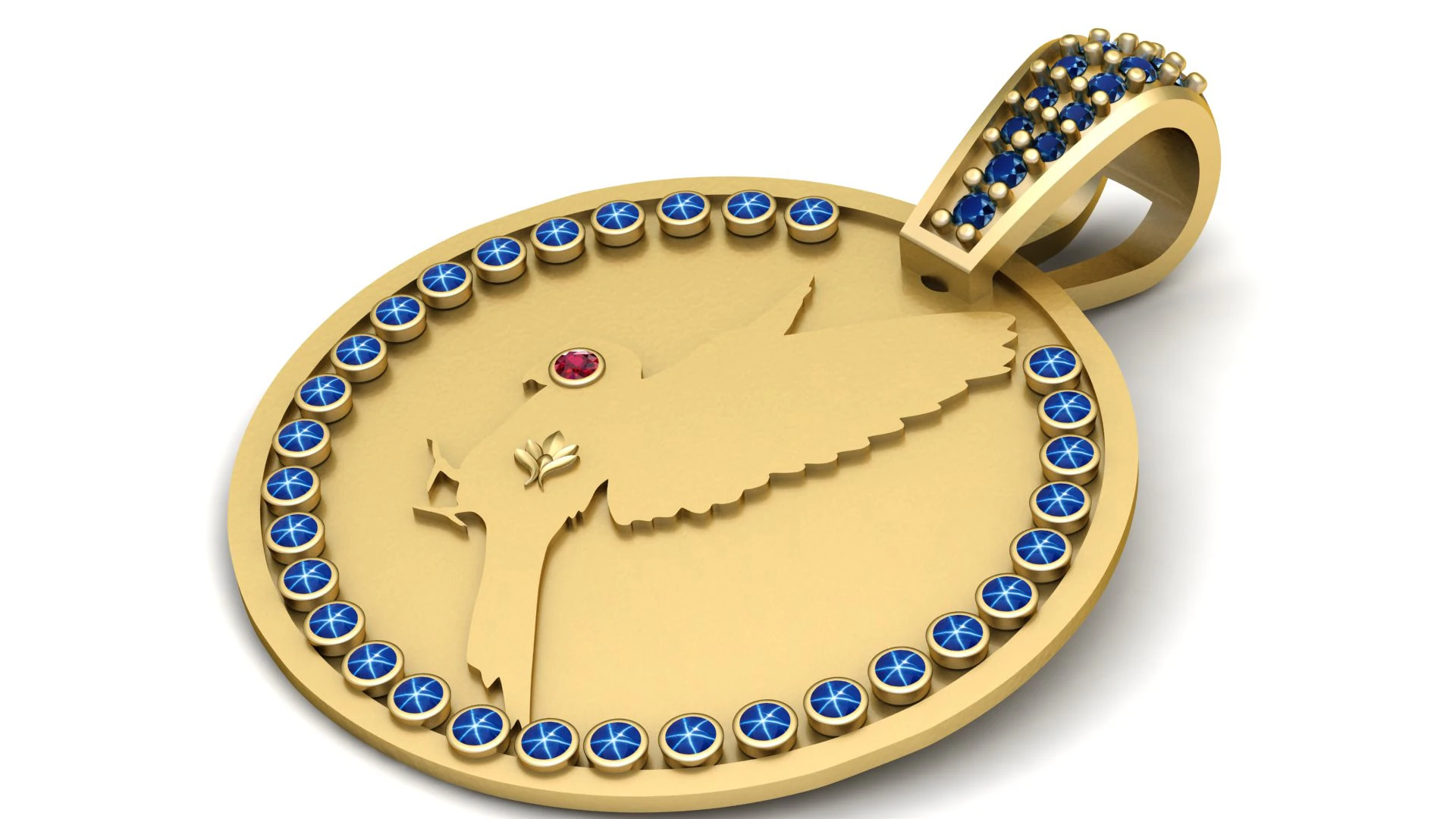 GOLD BURD PENDANT 3D Print Model .c4d .max .obj .3ds .fbx .stl .blend 