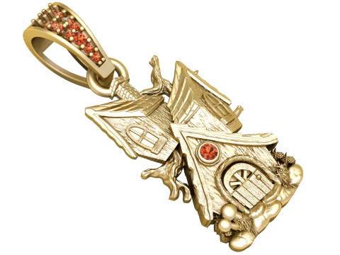 TWO HOME 3DGOLD PENDANT 3D Print Model