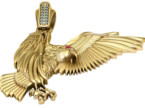 CIONDOLO IN ORO CON UCCELLO 3D Modello di stampa 3D