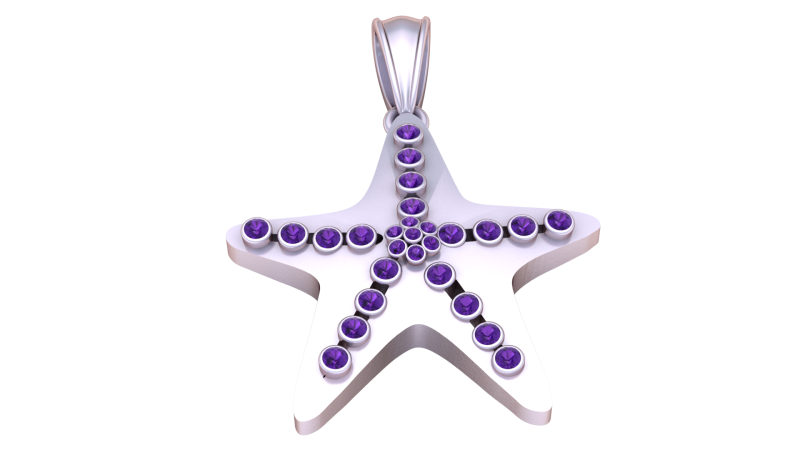 Diamond Star Gold Pendant 3D Print Model .c4d .max .obj .3ds .fbx .stl .blend 